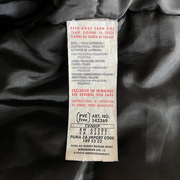 Black Puma Bomber Faux Fur Hooded Moto style Jacket Sized Large - Picture 14 of 14